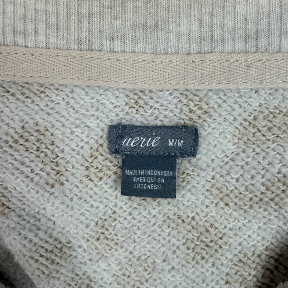 Aerie AE Tan Leopard Desert Oversized Sweatshirt Heather Frost Cheetah Medium - Picture 6 of 10